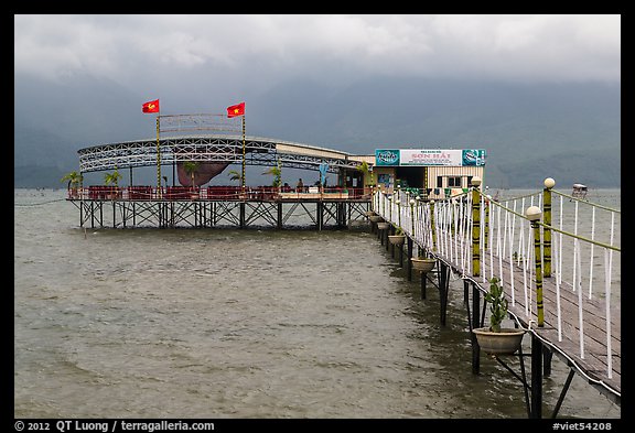 Restaurant on stilts, Lang Co lagoon. Vietnam