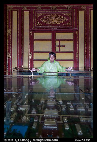 Guide commenting over model reconstruction of citadel. Hue, Vietnam (color)