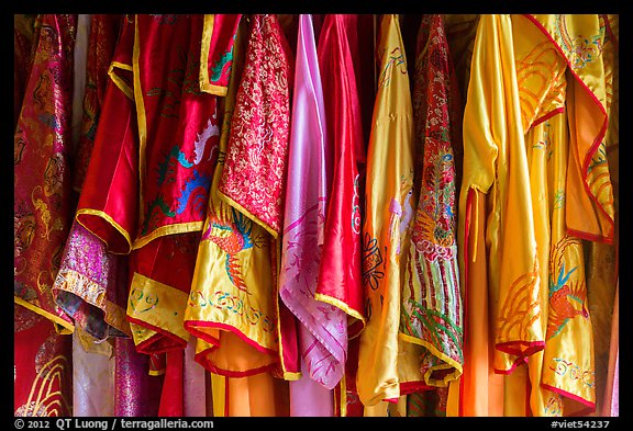 Silk robes, imperial citadel. Hue, Vietnam (color)