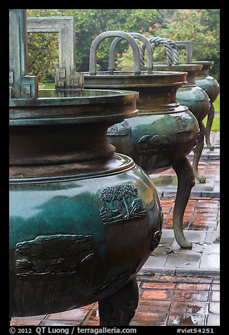 Row of urns, imperial citadel. Hue, Vietnam (color)