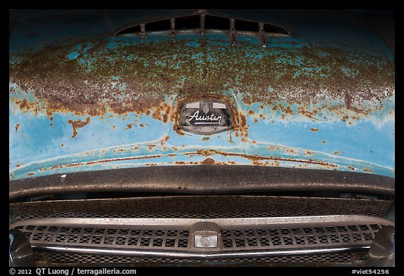 Detail of Austin car, Thien Mu pagoda. Hue, Vietnam (color)