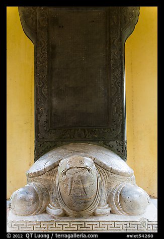 Stone turtle with a stele on its back, Thien Mu pagoda. Hue, Vietnam (color)