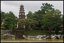 Phuoc Duyen Tower seen from river. Hue, Vietnam ( color)