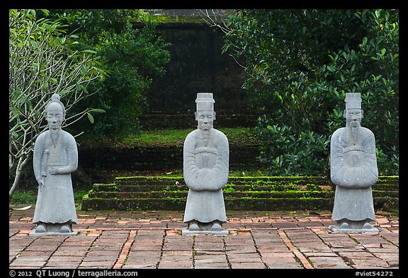 Statues near Hoa Khiem Palace, Tu Duc Mausoleum. Hue, Vietnam (color)