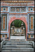 Emperor Tu Duc tomb seen through gate, Tu Duc Tomb. Hue, Vietnam ( color)