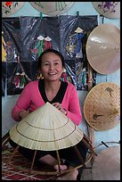 Woman making the Vietnamese conical hat. Hue, Vietnam ( color)