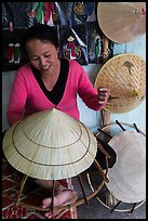 Woman crafting conical hat. Hue, Vietnam ( color)