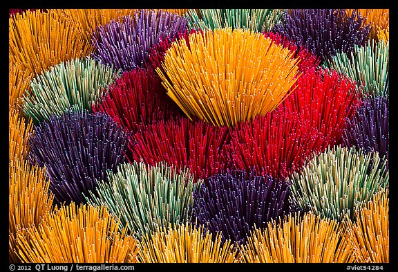 Mosaic of incense sticks. Hue, Vietnam (color)