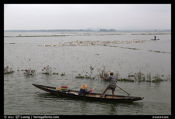 Villagers on flooded fields. Hue, Vietnam (color)