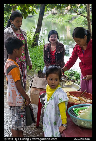 Canal side donut stand, Thanh Toan. Hue, Vietnam (color)