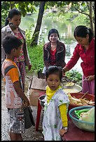 Canal side donut stand, Thanh Toan. Hue, Vietnam ( color)