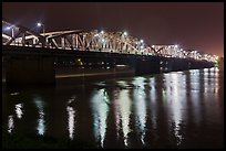 Eiffel-designed Trang Tien Bridge at night. Hue, Vietnam (color)