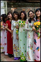 Women in Ao Dai, Temple of the Litterature. Hanoi, Vietnam ( color)