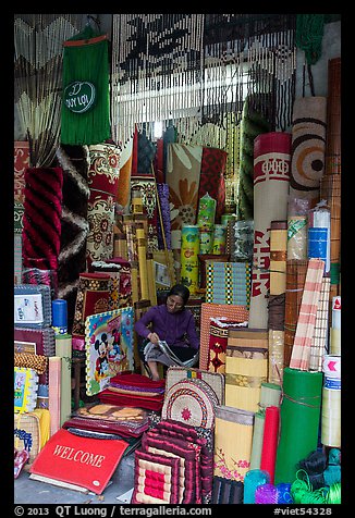 Store selling mats and rugs, old quarter. Hanoi, Vietnam