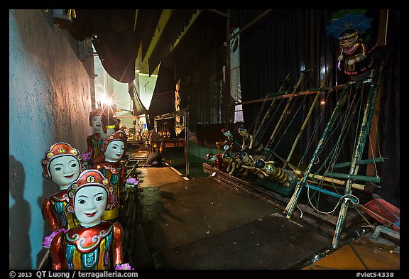 Water puppet theater backstage, Thang Long Theatre. Hanoi, Vietnam (color)