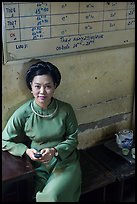 Water puppet musician backstage, Thang Long Theatre. Hanoi, Vietnam ( color)