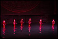 Water puppets (6 characters with lotus), Thang Long Theatre. Hanoi, Vietnam (color)