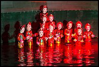 Water puppets (14 characters with lotus), Thang Long Theatre. Hanoi, Vietnam ( color)
