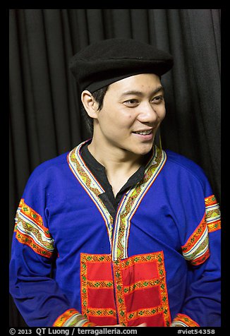 Water puppet artist, Thang Long Theatre. Hanoi, Vietnam (color)
