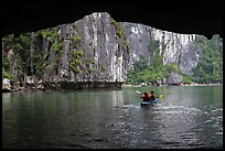 Kayaking out of Luon Cave. Halong Bay, Vietnam (color)