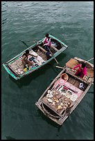 Vendors on boats seen from above. Halong Bay, Vietnam ( color)