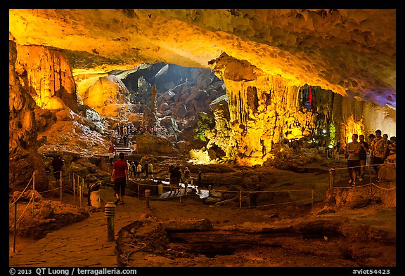 Huge underground chamber, Sung Sot Cave. Halong Bay, Vietnam (color)