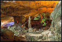Multicolored lights, Surprise Cave. Halong Bay, Vietnam ( color)