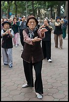 Elderly women practising Tai Chi. Hanoi, Vietnam (color)