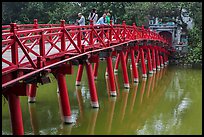 The Huc Bridge leading to Jade Island. Hanoi, Vietnam (color)