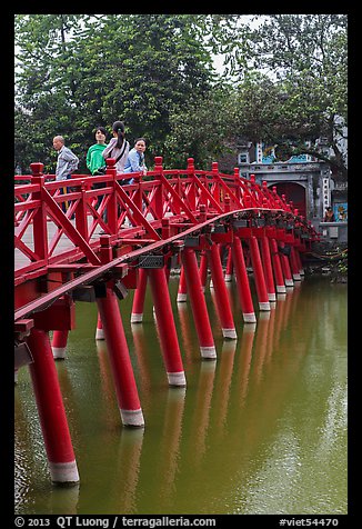 The Huc (morning sunlight) Bridge. Hanoi, Vietnam