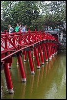 The Huc (morning sunlight) Bridge. Hanoi, Vietnam (color)