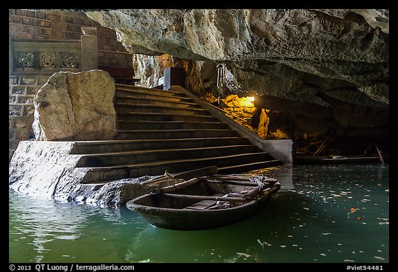 Stairs and wharf inside cave, Trang An. Ninh Binh,  Vietnam