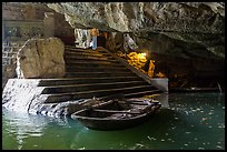 Stairs and wharf inside cave, Trang An. Ninh Binh,  Vietnam (color)