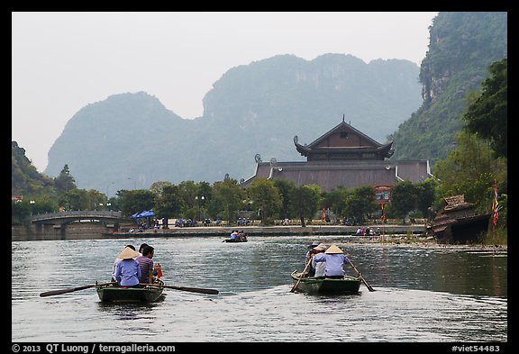 Boats near hall, Trang An. Ninh Binh,  Vietnam