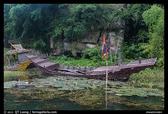 Sunken boats, Trang An. Ninh Binh,  Vietnam (color)