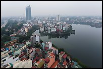 Elevated view of urban area around West Lake. Hanoi, Vietnam (color)