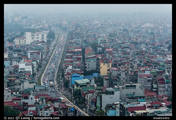 West Lake district from above at dusk. Hanoi, Vietnam (color)