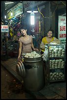 Dumpling vendors at night, old quarter. Hanoi, Vietnam (color)