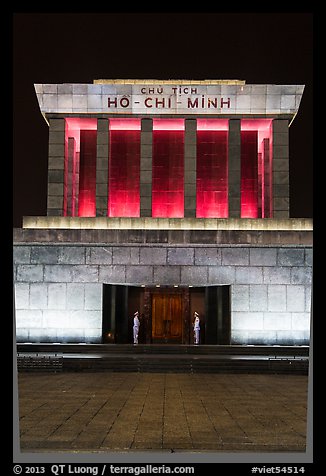 Ho Chi Minh Mausoleum at night. Hanoi, Vietnam (color)