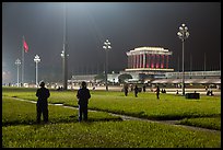 Ba Dinh Square and Ho Chi Minh Mausoleum at night. Hanoi, Vietnam (color)