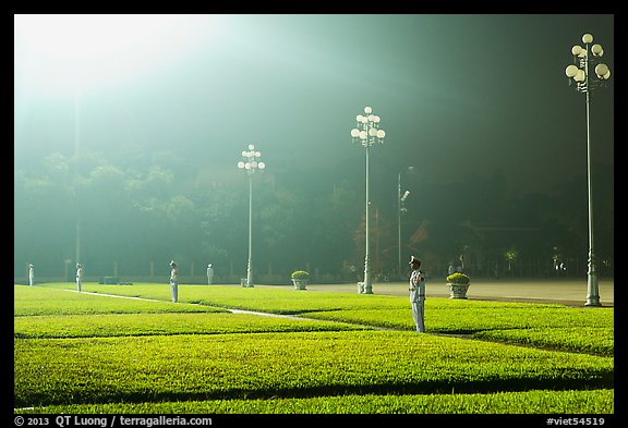 Guards lined up in Ba Dinh Square. Hanoi, Vietnam (color)