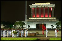 White uniformed guards in front of Ho Chi Minh Mausoleum. Hanoi, Vietnam (color)