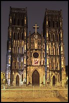 Cathedral St Joseph at night. Hanoi, Vietnam (color)