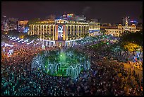 New year eve, city hall plaza with crowds. Ho Chi Minh City, Vietnam (color)