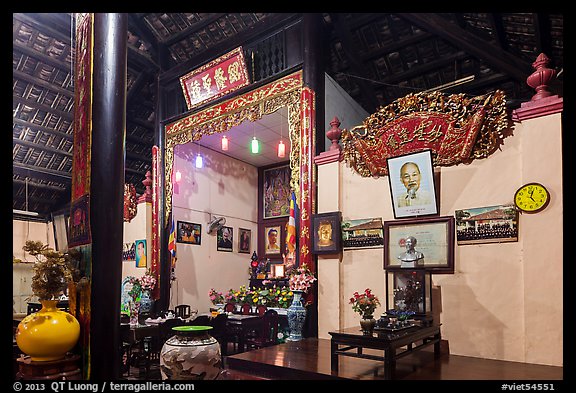 Wall with various pictures in Giac Lam Pagoda, Tan Binh district. Ho Chi Minh City, Vietnam (color)