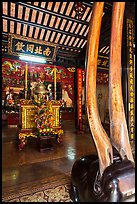 Horns and altar, Le Van Duyet temple, Binh Thanh district. Ho Chi Minh City, Vietnam (color)