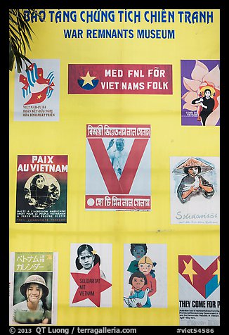 Posters from several countries, War Remnants Museum, district 3. Ho Chi Minh City, Vietnam (color)