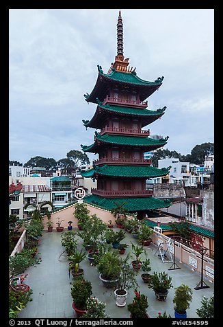 An Quang Pagoda from rooftop garden, district 10. Ho Chi Minh City, Vietnam (color)