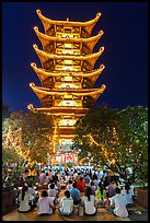 Night Religious service, Quoc Tu Pagoda, district 10. Ho Chi Minh City, Vietnam (color)