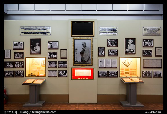 Ho Chi Minh portraits, Ho Chi Minh Museum. Ho Chi Minh City, Vietnam (color)